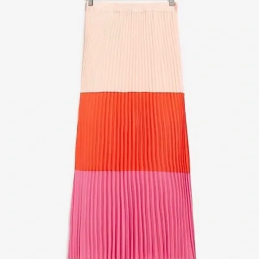 Express Colorblock Pleated Maxi Skirt XXS